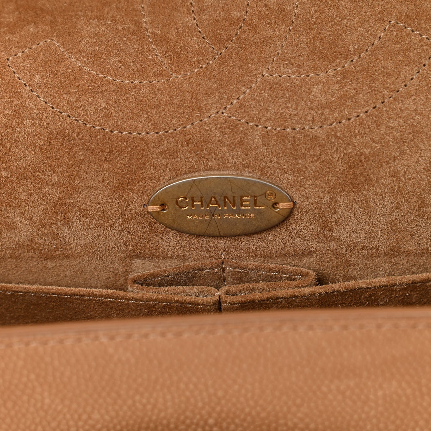 Grained Calfskin Jumbo Classic Pure Double Flap Beige