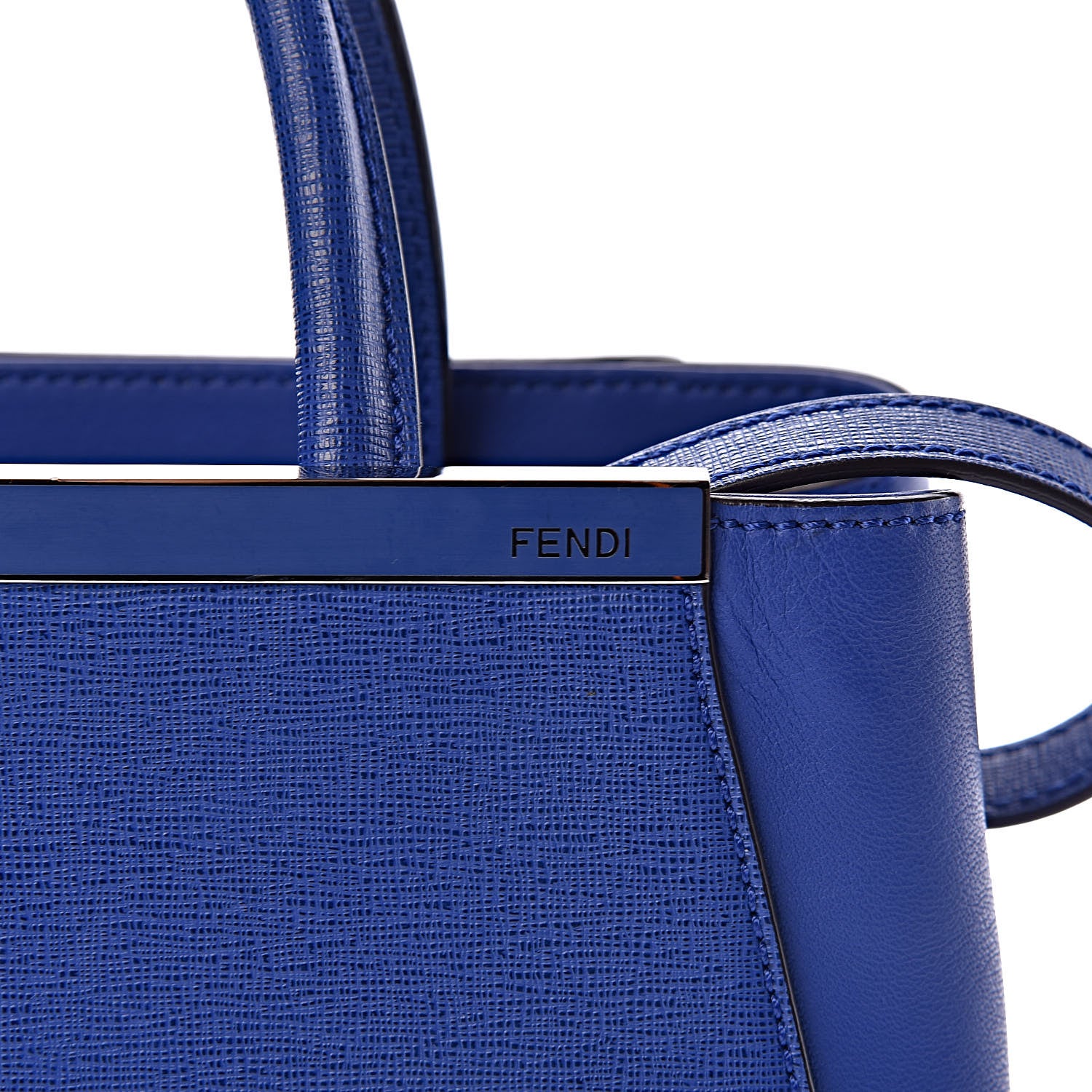 Fendi Vitello Elite Petite 2Jours Tote Blue Neon 7 of 10