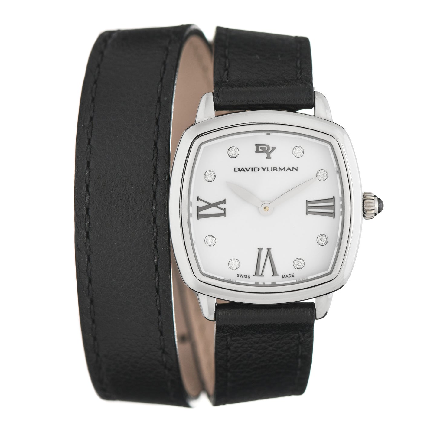 Stainless Steel Calfskin Diamond 27mm Albion Wrap Quartz Watch