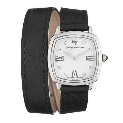 David Yurman Stainless Steel Calfskin Diamond 27mm Albion Wrap Quartz Watch 1 of 4