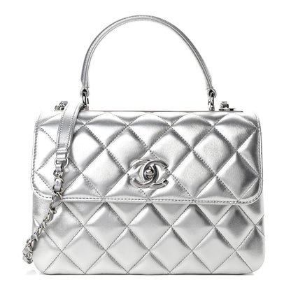 Chanel Metallic Lambskin Quilted Small Trendy CC Flap Dual Handle Bag Silver 1 of 4