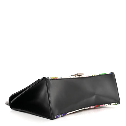 Balenciaga X GUCCI Canvas Boarded Pluton Calfskin Flora Logo Print Medium Hourglass Top Handle Bag White Multicolor Black 4 of 11