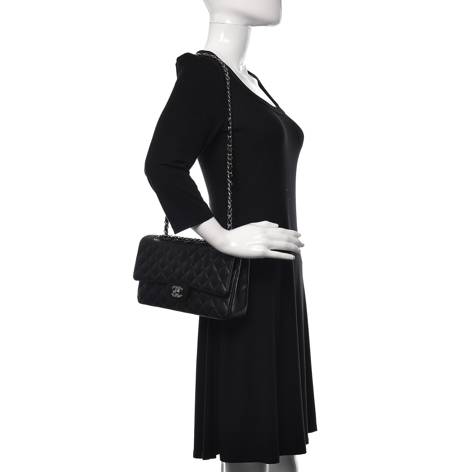 Chanel Caviar Quilted Medium Double Flap Black 2 of 11