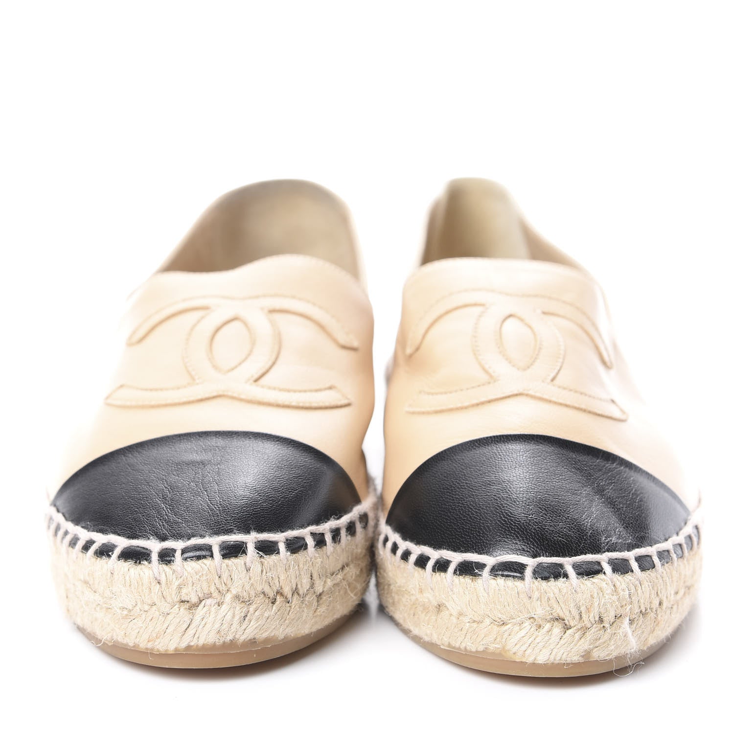 Chanel Lambskin CC Espadrilles 37 Beige Black 2 of 7