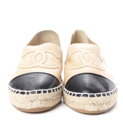 Chanel Lambskin CC Espadrilles 37 Beige Black 2 of 7