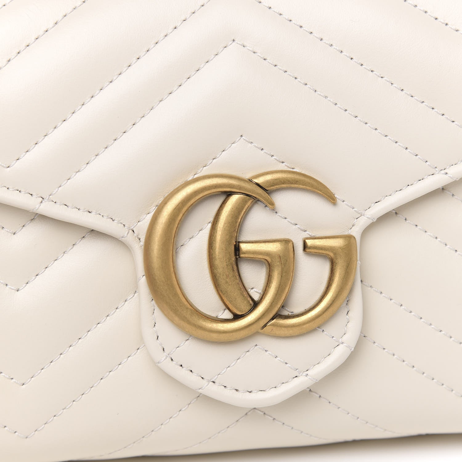 Gucci Calfskin Matelasse GG Marmont Chain Wallet Mystic White 10 of 11