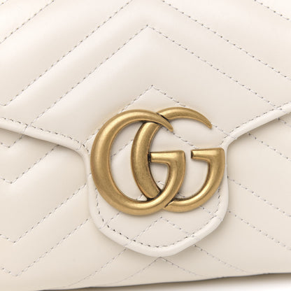 Gucci Calfskin Matelasse GG Marmont Chain Wallet Mystic White 10 of 11