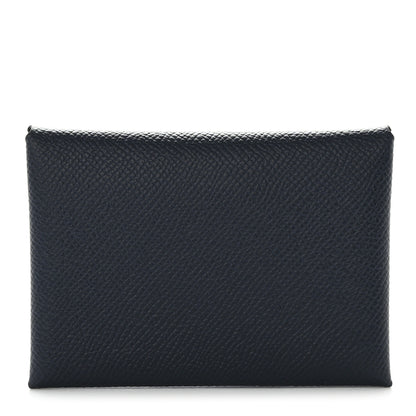 Hermes Epsom Calvi Duo Card Case Bleu Indigo 1 of 8