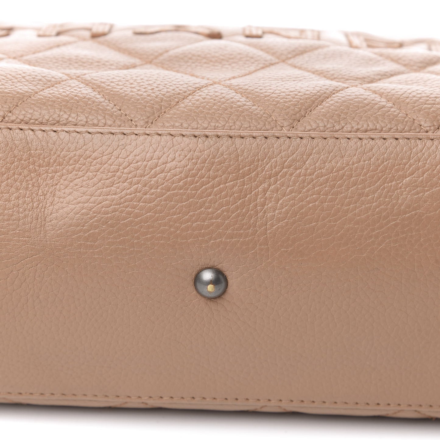 Calfskin Patent Quilted Small Bowler Bag Beige Black