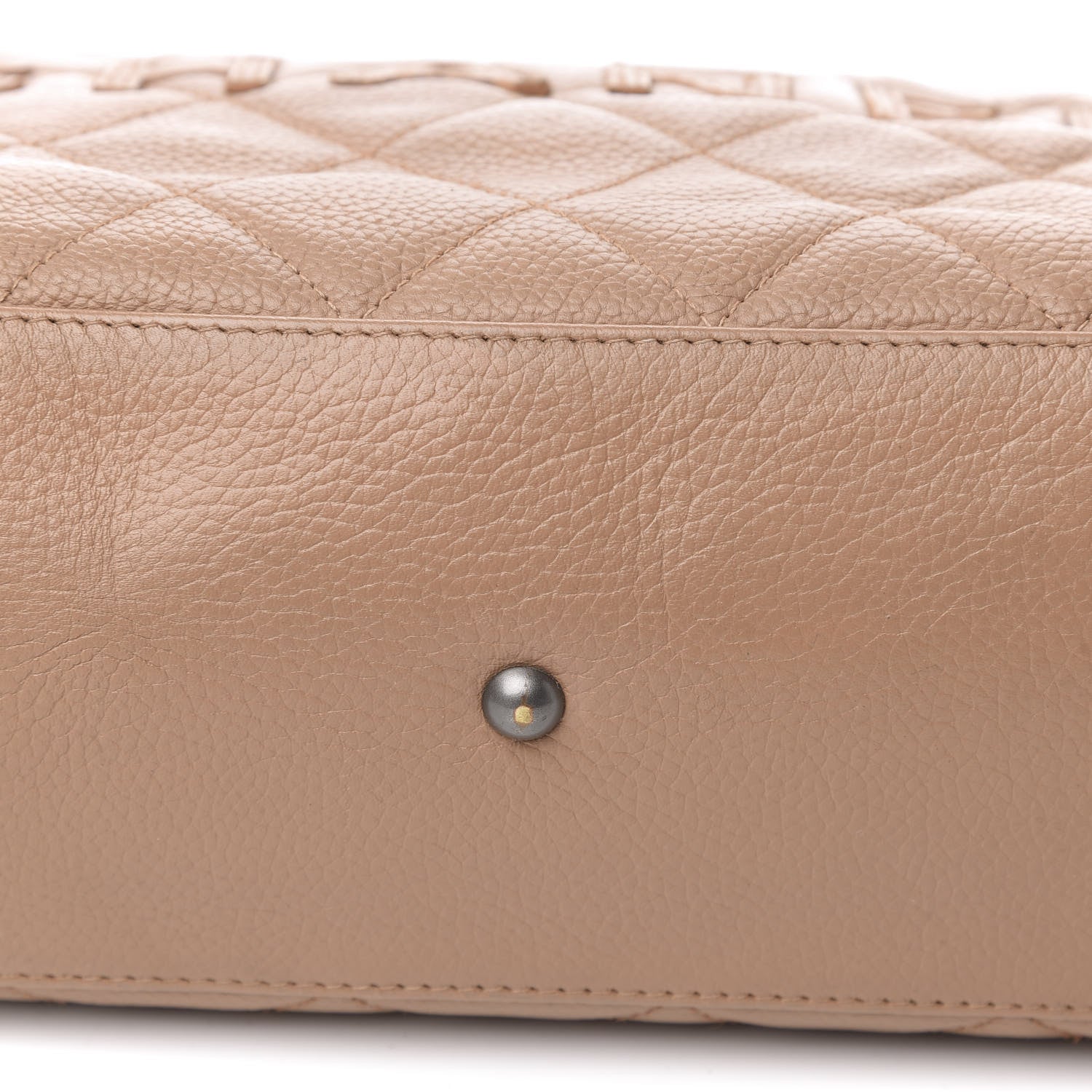 Chanel Calfskin Patent Quilted Small Bowler Bag Beige Black 10 of 12
