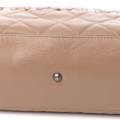 Chanel Calfskin Patent Quilted Small Bowler Bag Beige Black 10 of 12