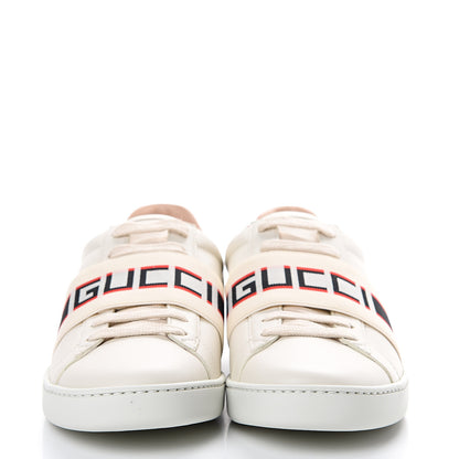 Gucci Calfskin Stripe Womens New Ace Sneakers 37.5 New Mystic White Ecru Red Flame 2 of 8