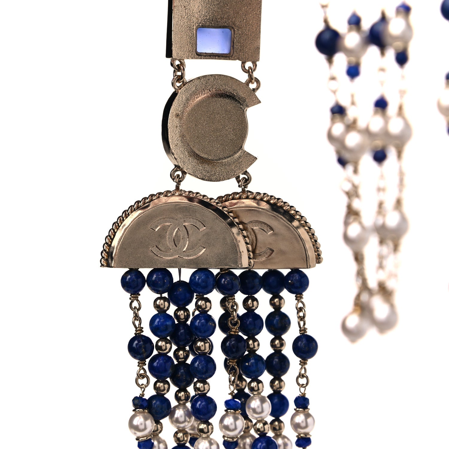 Chanel Resin Pearl Crystal Logo Ramses Jewels Necklace Multicolor 3 of 4