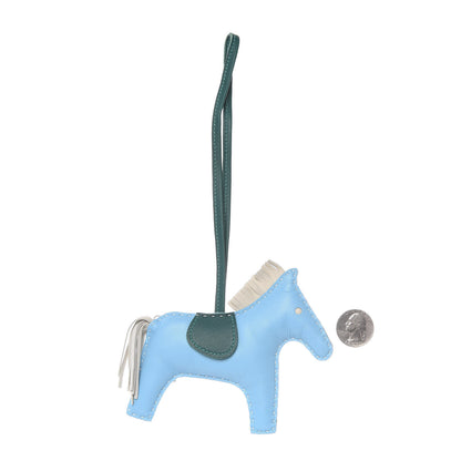 Hermes Milo Lambskin Grigri Rodeo Horse Bag Charm MM Celeste Malachite Craie 2 of 4