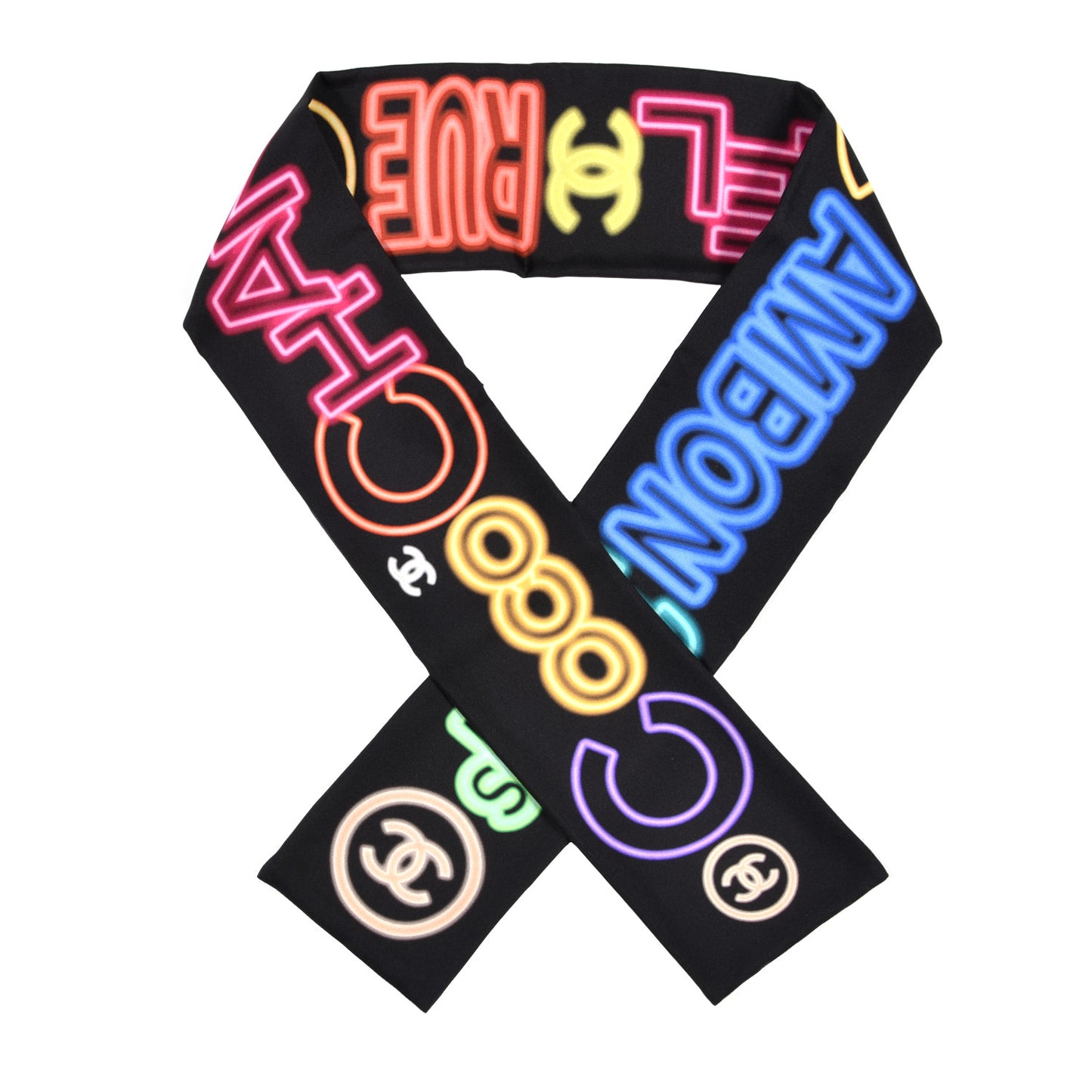 Silk Neon CC Bandeau Scarf Black Multicolor