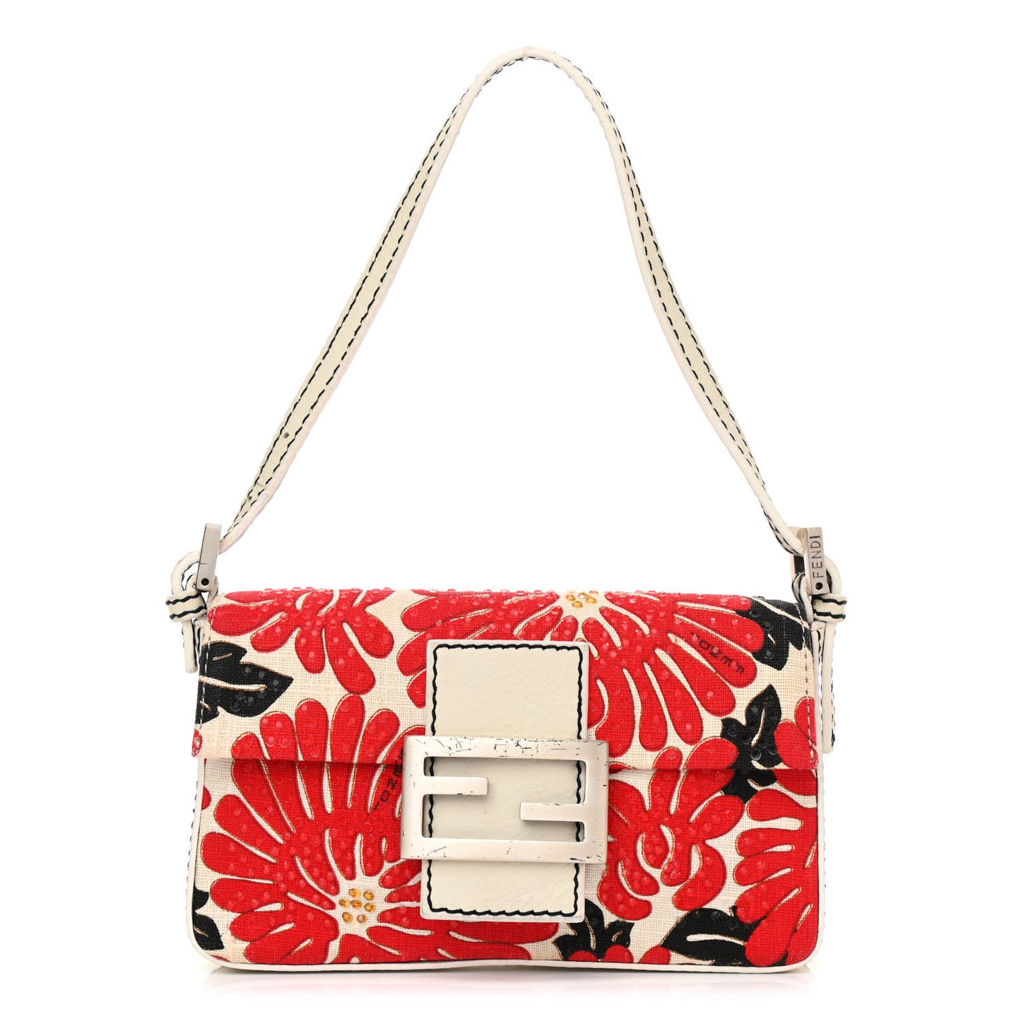Canvas Floral Print Mini Baguette Multicolor