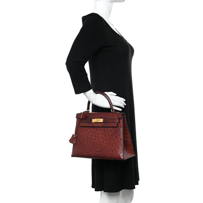 Hermes Ostrich Kelly Sellier 28 Rouge H 2 of 16