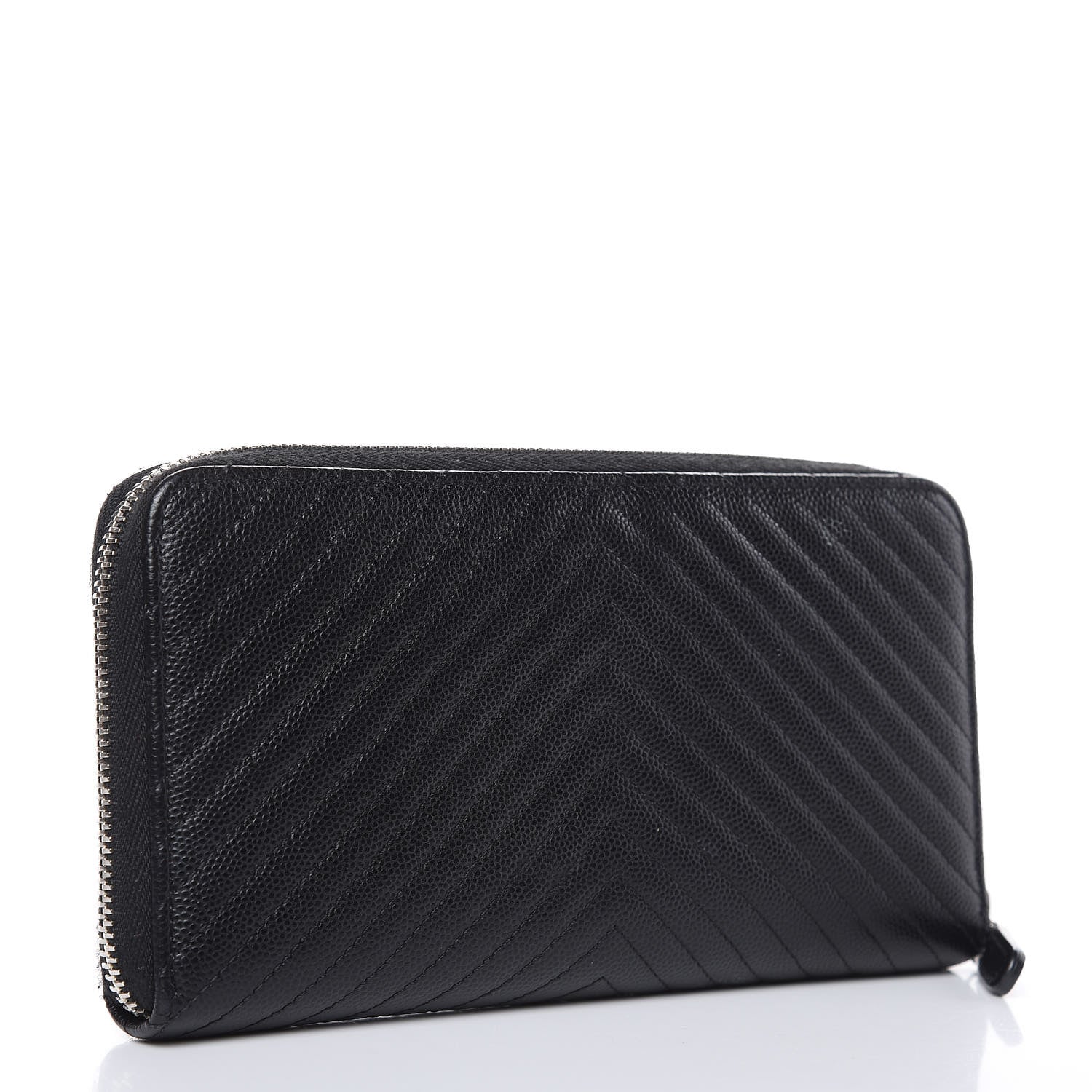 Chanel Caviar Chevron Quilted Large Gusset Zip Around Wallet Black 3 of 11