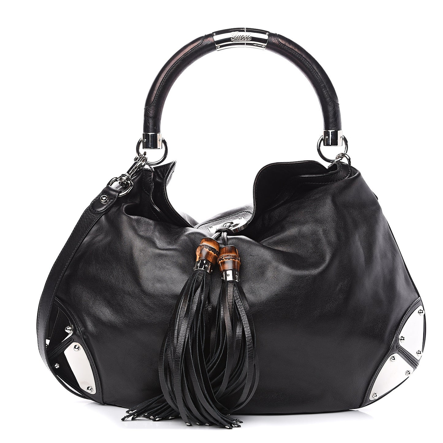 Calfskin Large Indy Top Handle Hobo Black