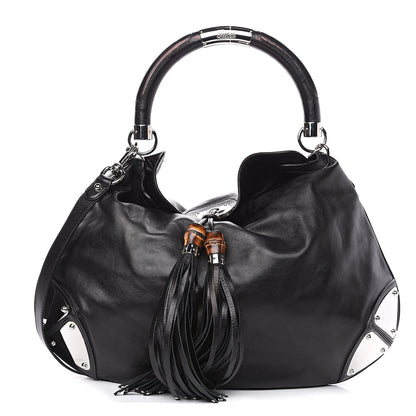 Gucci Calfskin Large Indy Top Handle Hobo Black 1 of 9