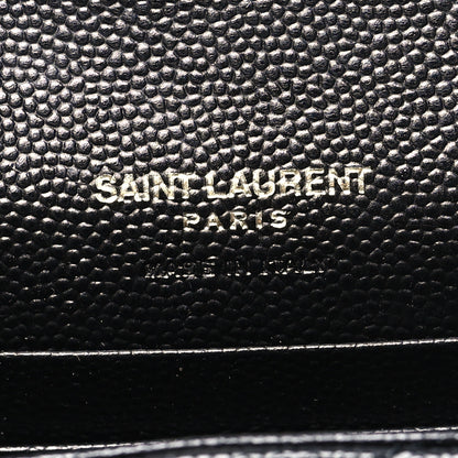 Saint Laurent Grain De Poudre Matelasse Chevron Small Monogram Envelope Wallet Black 6 of 11
