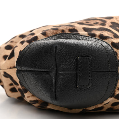 Dolce & Gabbana Leopard Print Canvas Calfskin Messenger Bag Black 8 of 17