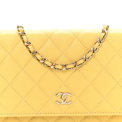 Chanel Caviar Quilted Tiny CC Wallet On Chain WOC Yellow 9 of 12