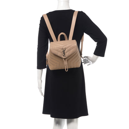 Saint Laurent Calfskin Y Quilted Monogram Small Loulou Backpack Nude Powder 2 of 14