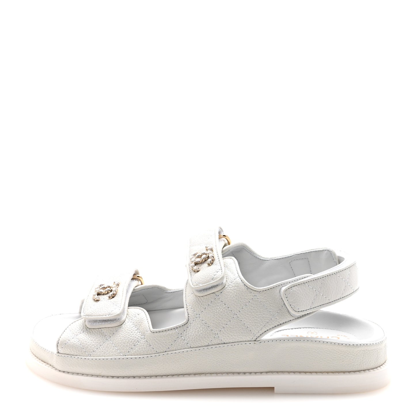 Grained Calfskin Velcro Dad Sandals 36.5 White