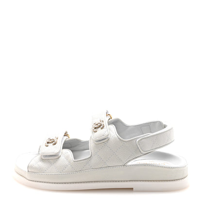 Chanel Grained Calfskin Velcro Dad Sandals 36.5 White 1 of 10