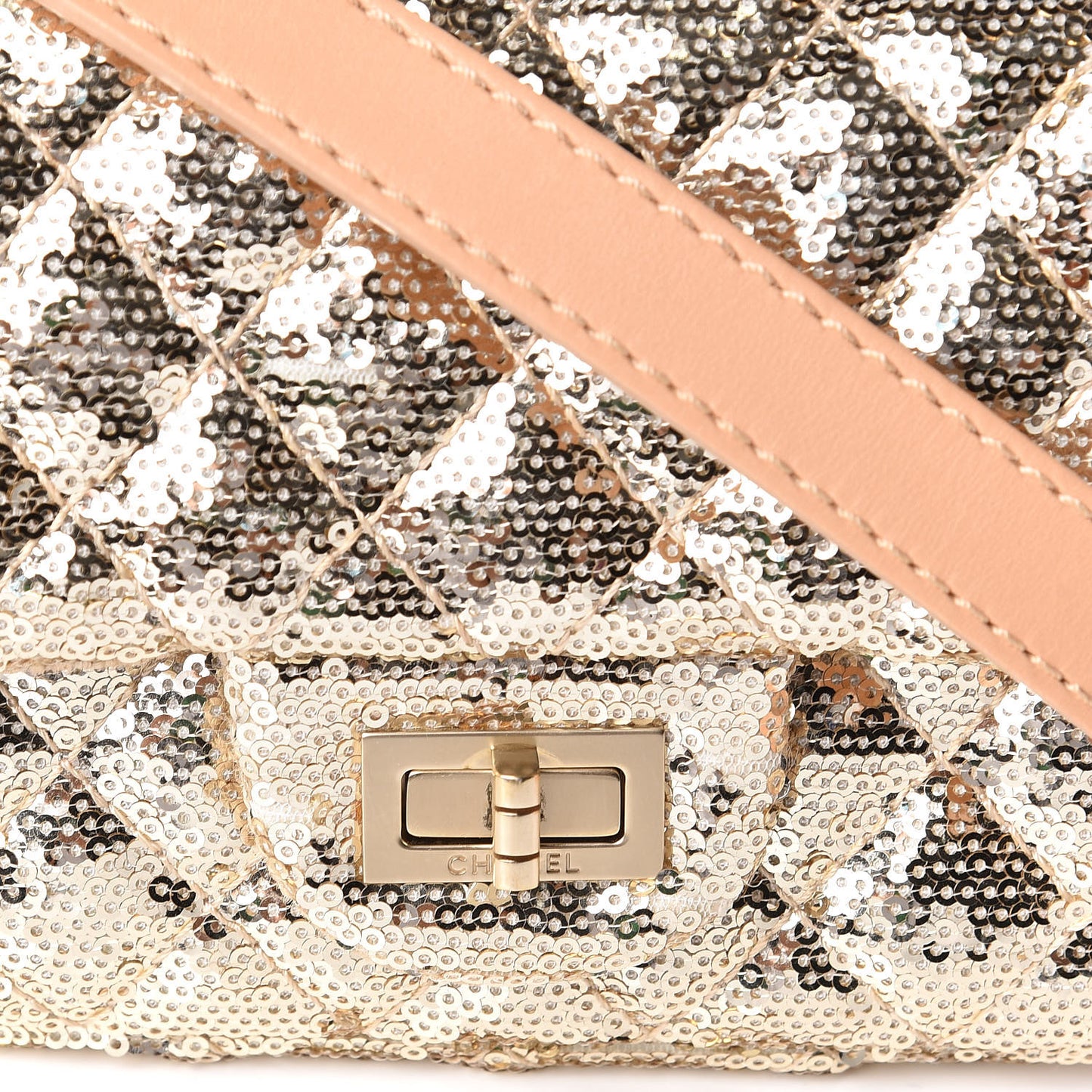 Sequin Mini Reissue Messenger Flap Gold