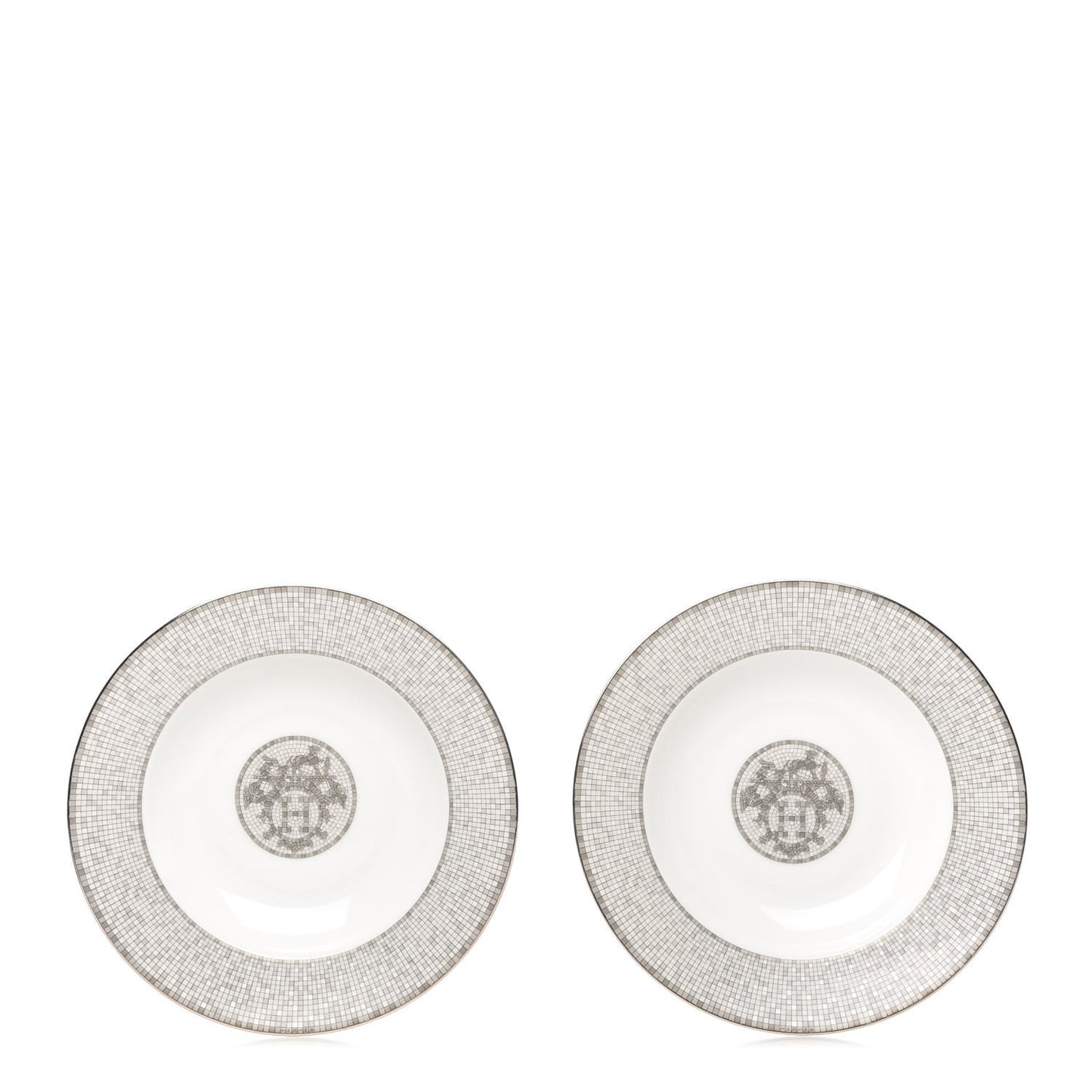Porcelain Mosaique Au 24 Platine Soup Bowl Set of 2