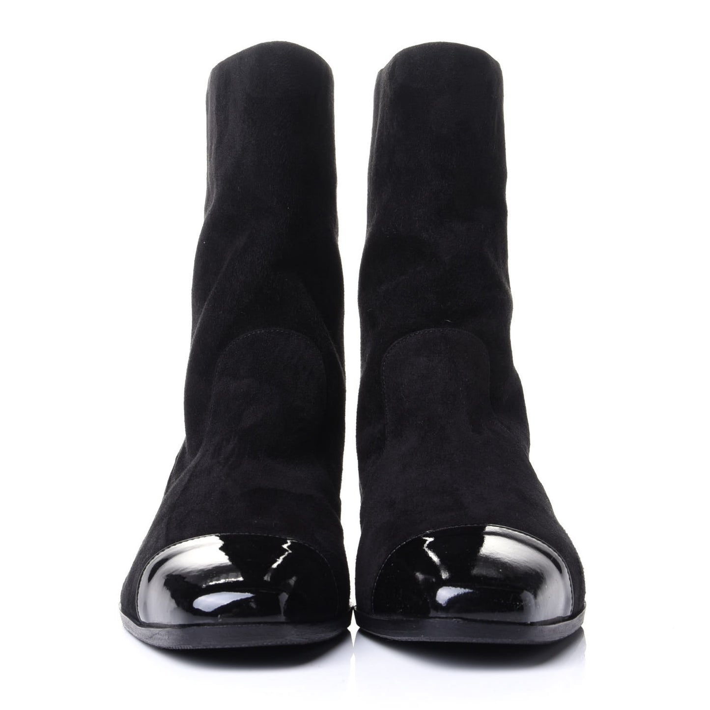 Suede Patent Cap Toe CC Boots 39.5 Black