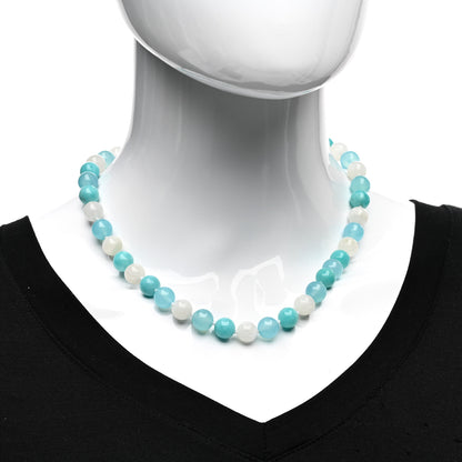 Tiffany Sterling Silver Rock Crystal Quartz Blue Chalcedony Amazonite Bead Necklace 2 of 4