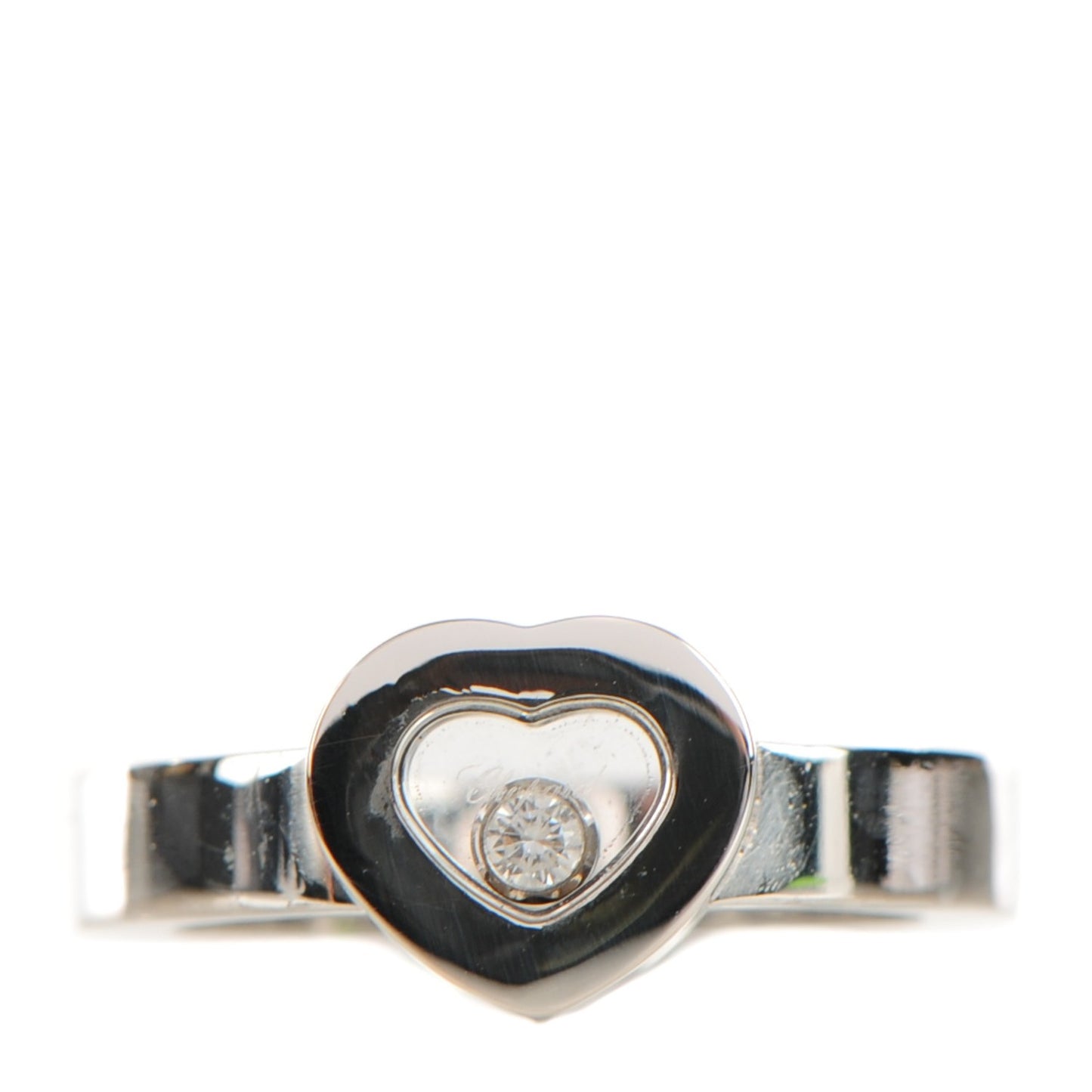 18K White Gold Happy Diamond Heart Ring 5.5