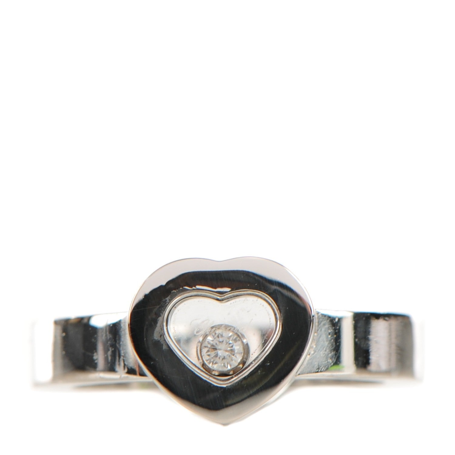 Chopard 18K White Gold Happy Diamond Heart Ring 5.5 1 of 6
