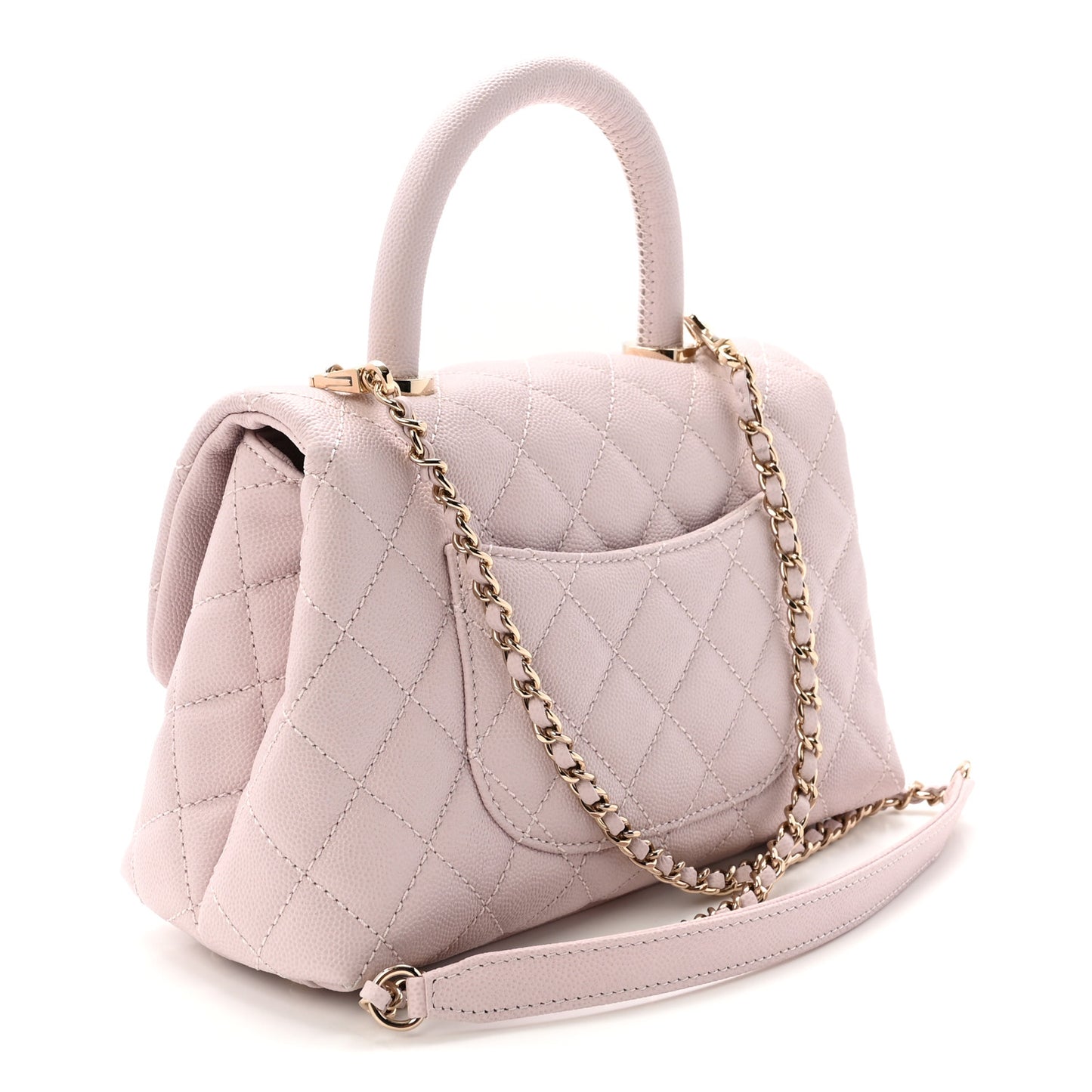 Caviar Quilted Mini Coco Handle Flap Lilac