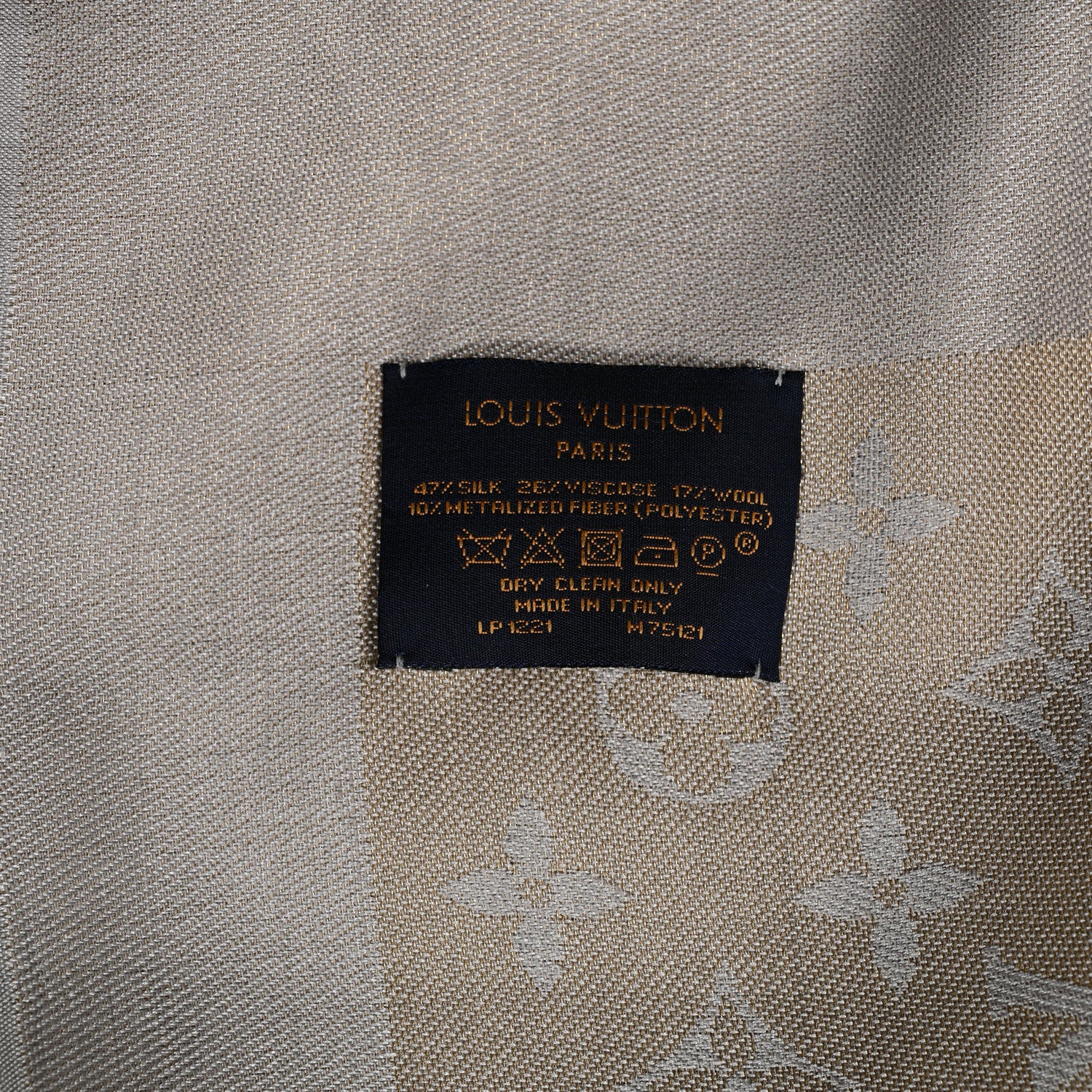 Louis Vuitton Silk Lurex Wool Monogram Shine Shawl Greige 3 of 3