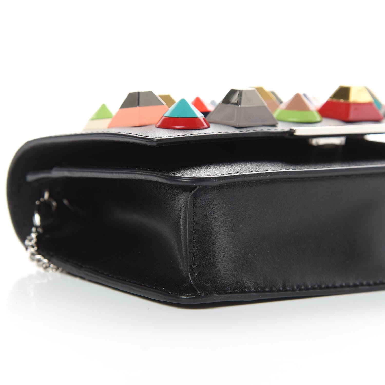 Fendi Vitello Liberty Studded Tube Wallet On Chain Black Multicolor 9 of 11