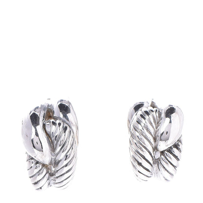 David Yurman Sterling Silver 14K Yellow Gold Woven Cable Earrings 1 of 4