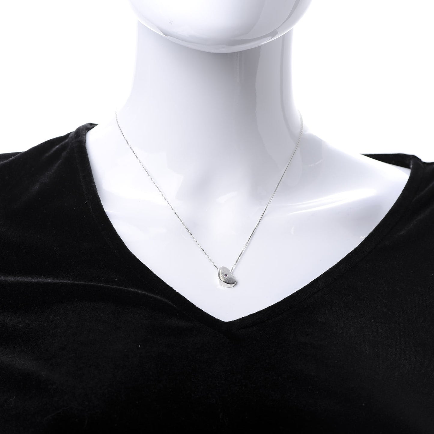 Sterling Silver Paloma Picasso Pink Sapphire Solid Heart Necklace