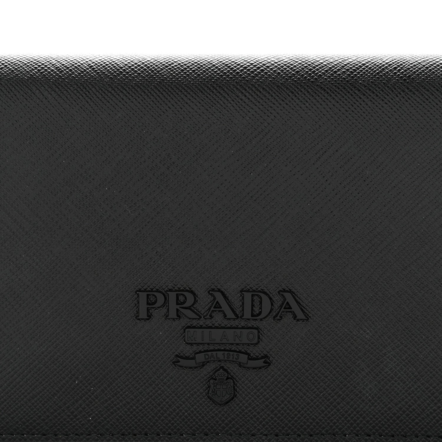 Prada Saffiano Shine Monochrome Mini Flap Crossbody Wristlet Bag Black 7 of 11