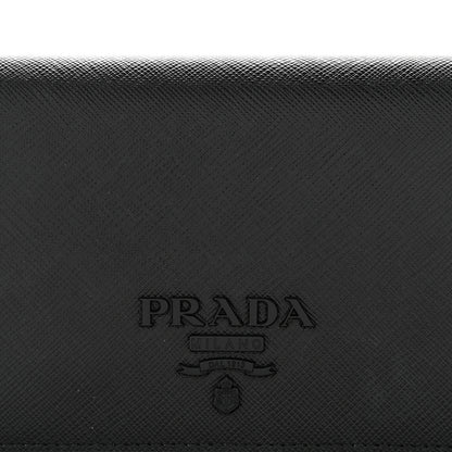 Prada Saffiano Shine Monochrome Mini Flap Crossbody Wristlet Bag Black 7 of 11