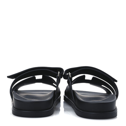 Hermes Calfskin Womens Chypre Sandals 37 Black 6 of 11