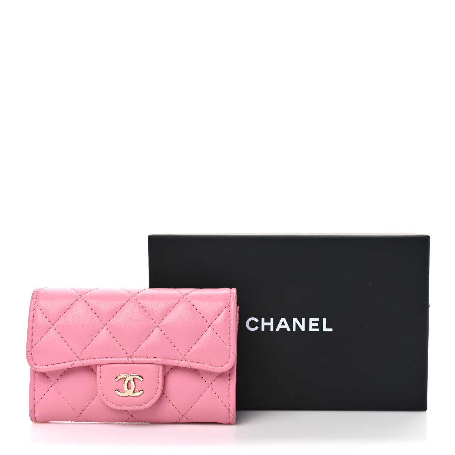 Chanel Lambskin Quilted Flap Card Holder Wallet Pink 11 of 11