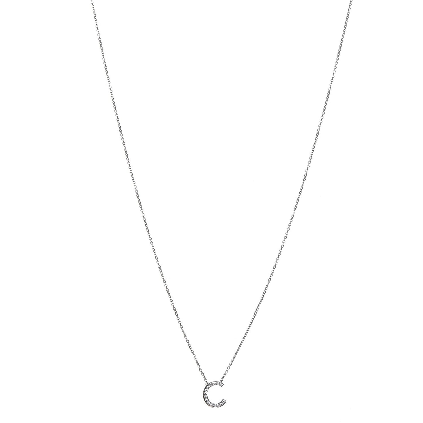 Platinum Diamond Letters C Pendant Necklace