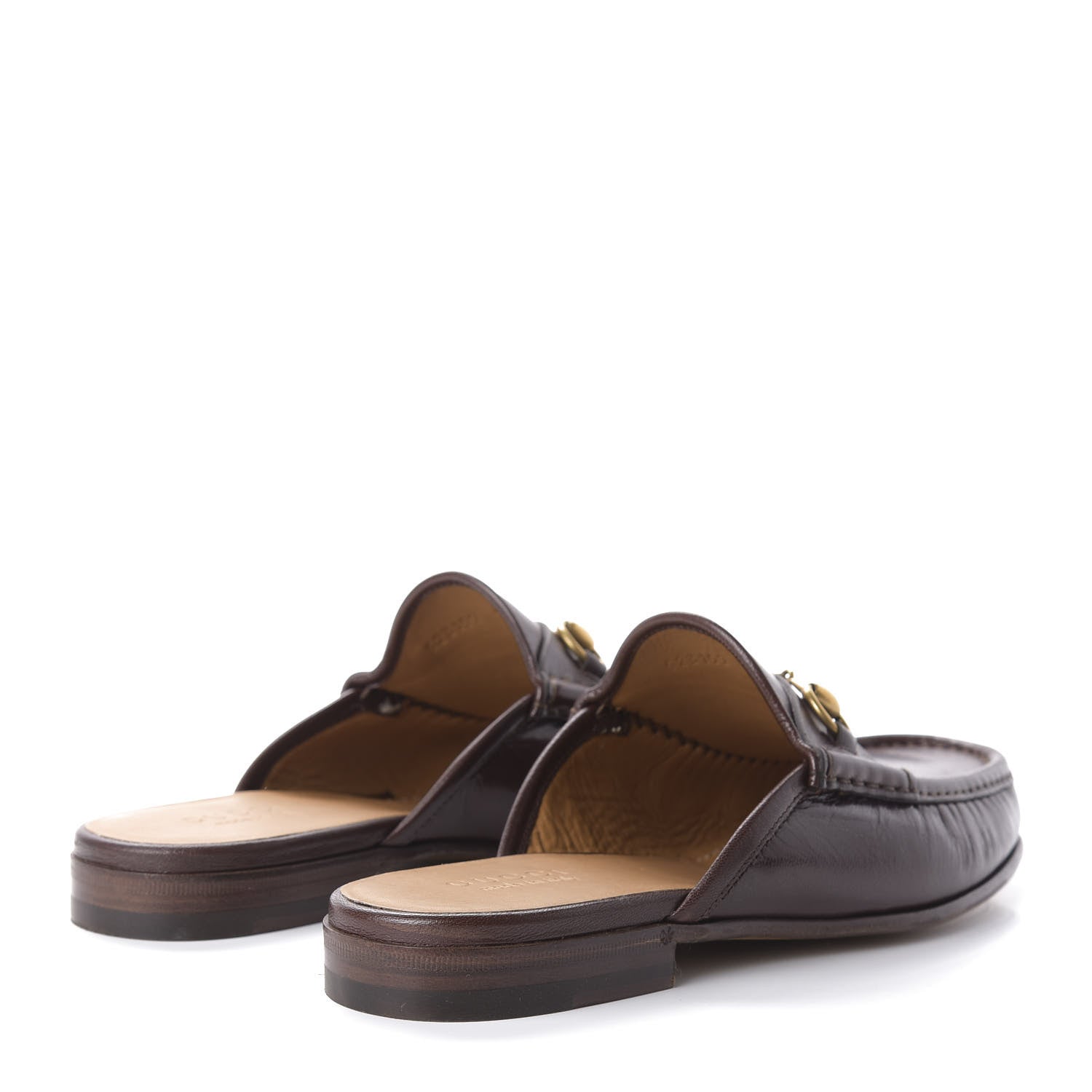 Gucci Goatskin Mens Horsebit Slippers 9 Light Brown 4 of 9