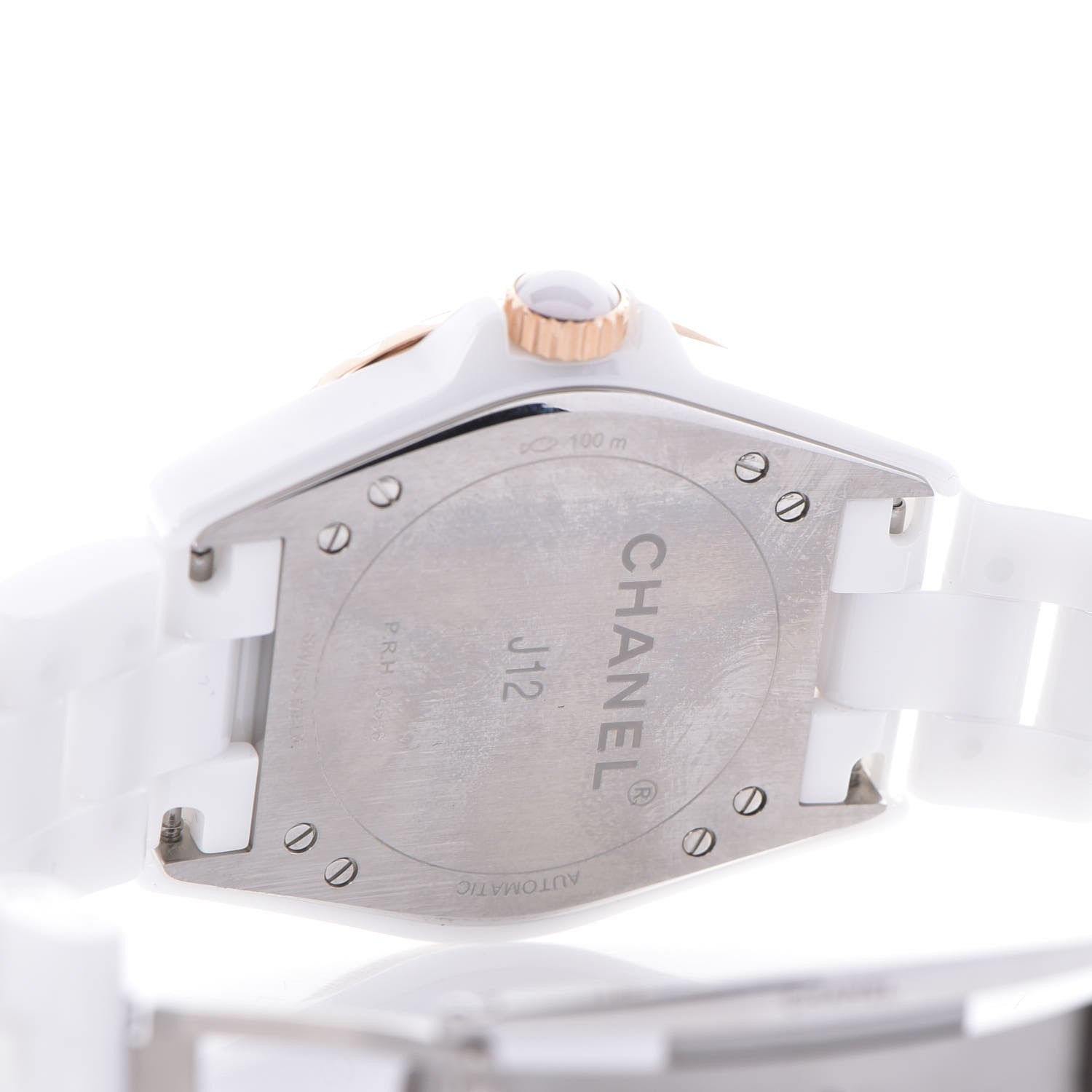 Chanel Stainless Steel 18K Beige Gold Ceramic Diamond 36.5mm J12 Automatic Watch White 6 of 7