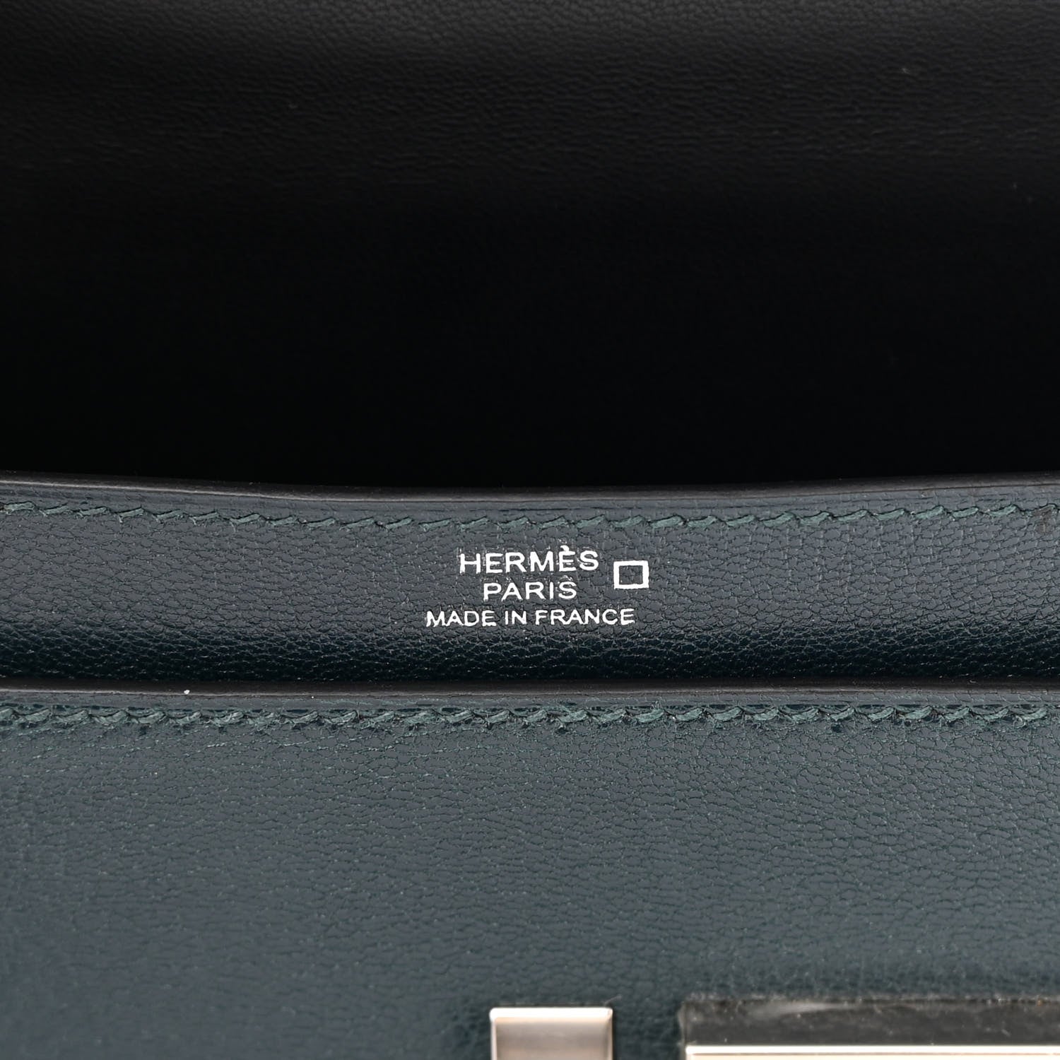 Hermes Epsom Shiny Alligator Lizard Chevre Mini Verrou Chaine Bag Vert Cypress Black 6 of 12