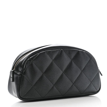 Chanel Lambskin Quilted Double Zip Pouch Black 3 of 7